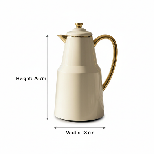 Pilsco Premium Thermal Flask – (ivory & gold, 1.3L)