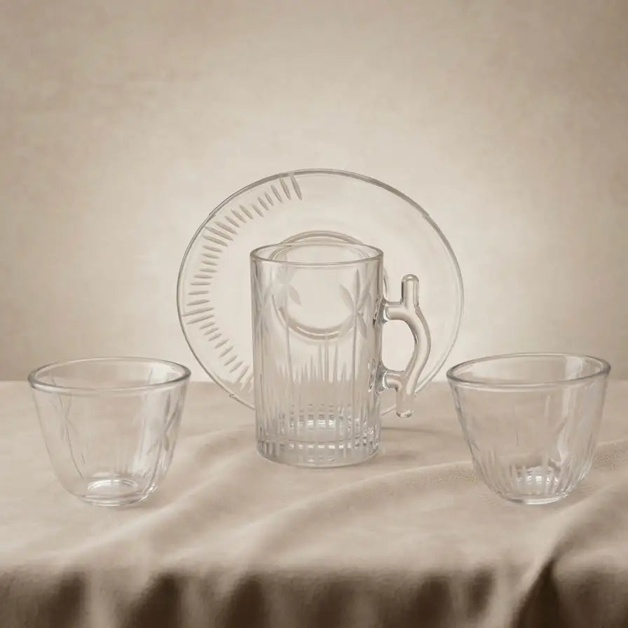 Modern 18-Piece Clear Glass Tea & Arabic Coffee Set