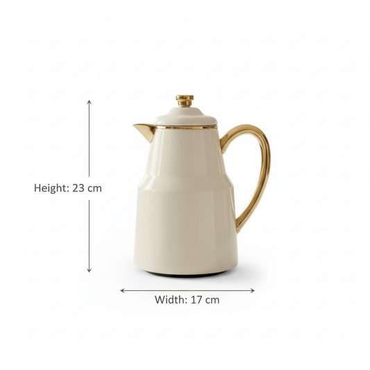 Pilsco Premium Thermal Flask – (ivory & gold, 0.65L)