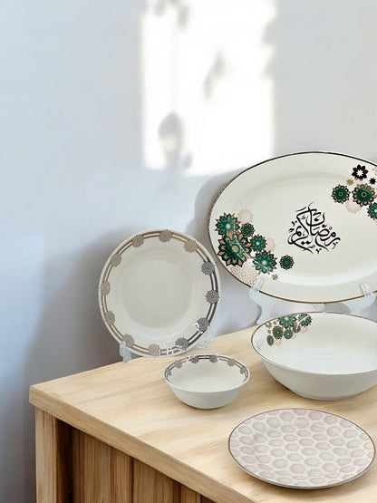 34-Piece Ramadan Serveware with Script Design