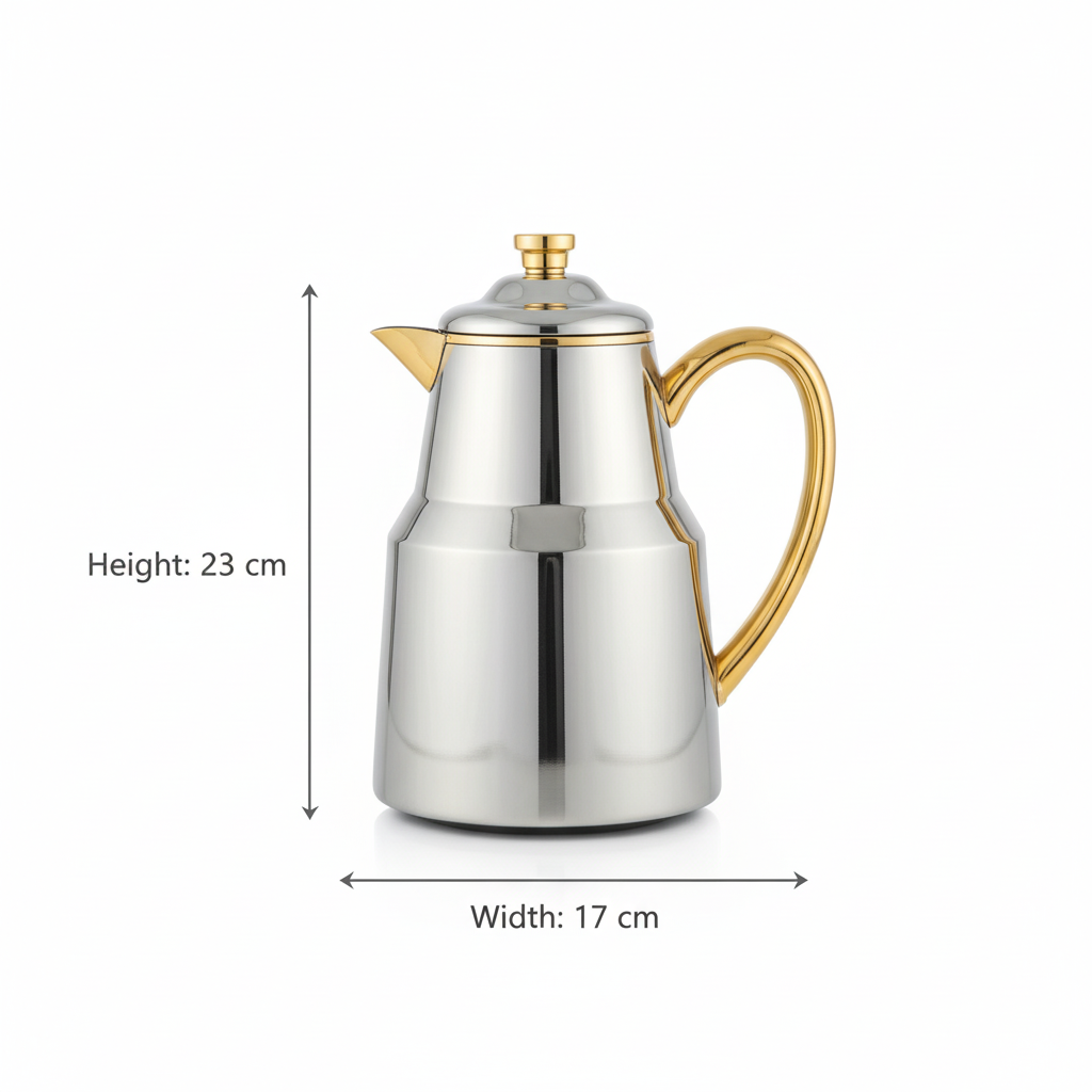 Pilsco Premium Thermal Flask – (Silver & Gold, 0.65L)