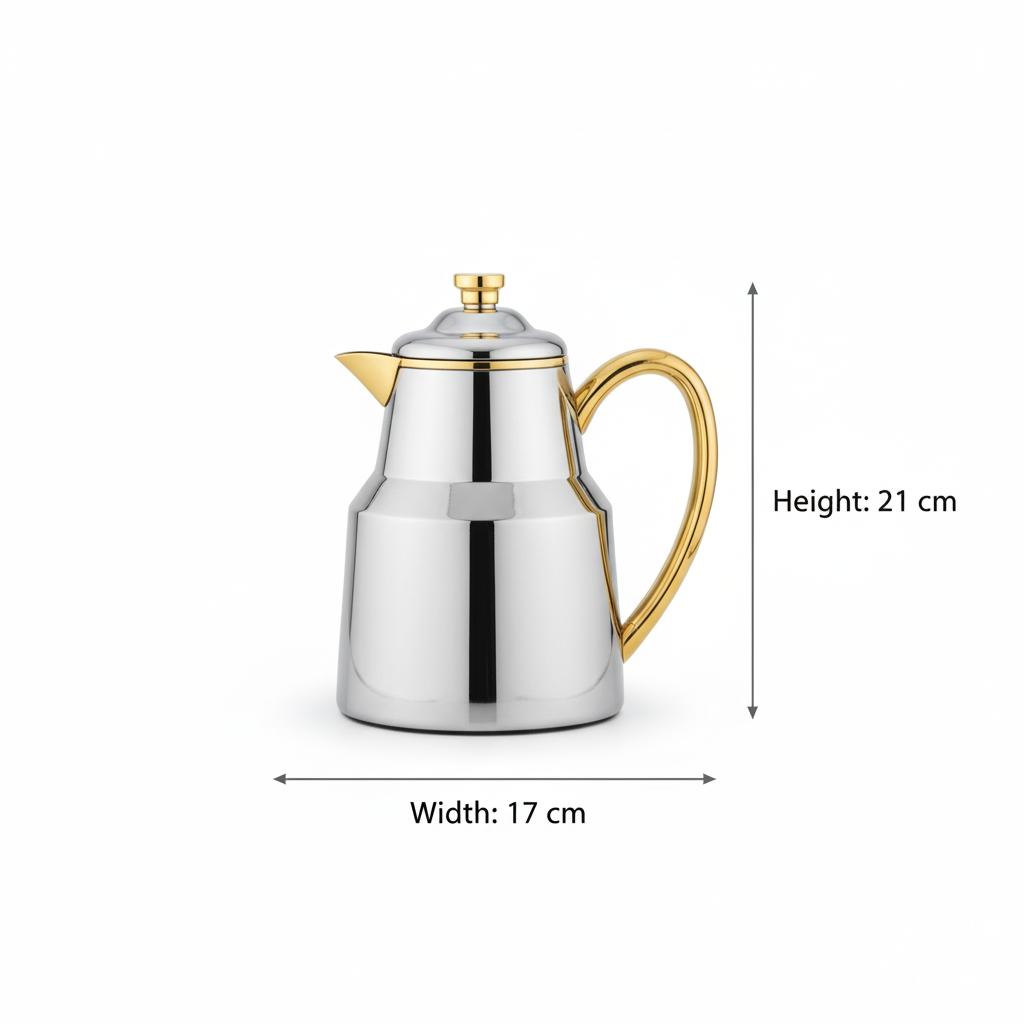 Pilsco Premium Thermal Flask – (Silver & Gold, 0.35L)