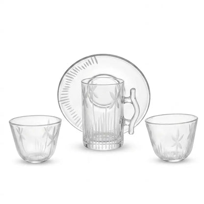 Modern 18-Piece Clear Glass Tea & Arabic Coffee Set