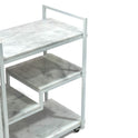White Metal Bar Cart with Marble Shelves