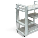 White Metal Bar Cart with Marble Shelves