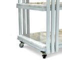 White Metal Bar Cart with Marble Shelves