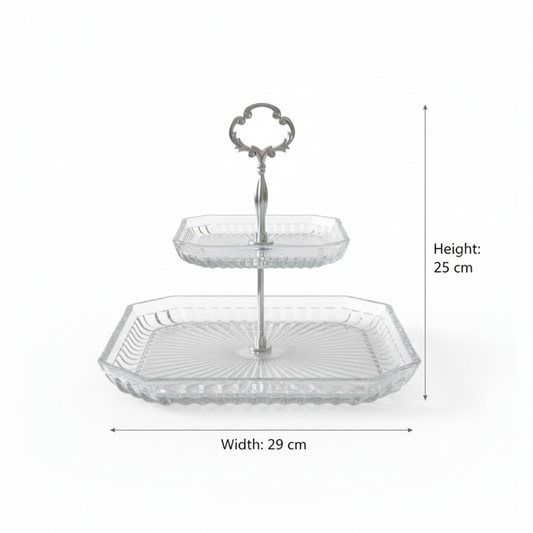 Mawaeen 2-Tier Luxury Glass Cake Stand – Elegant Serving Display