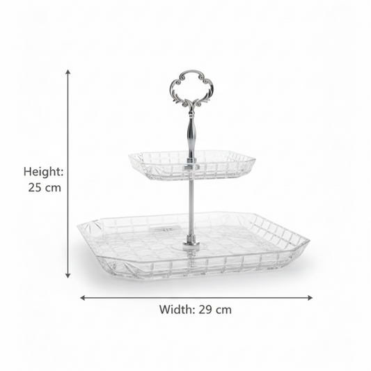 Mawaeen 2-Tier Luxury Glass Cake Stand – Elegant Serving Display
