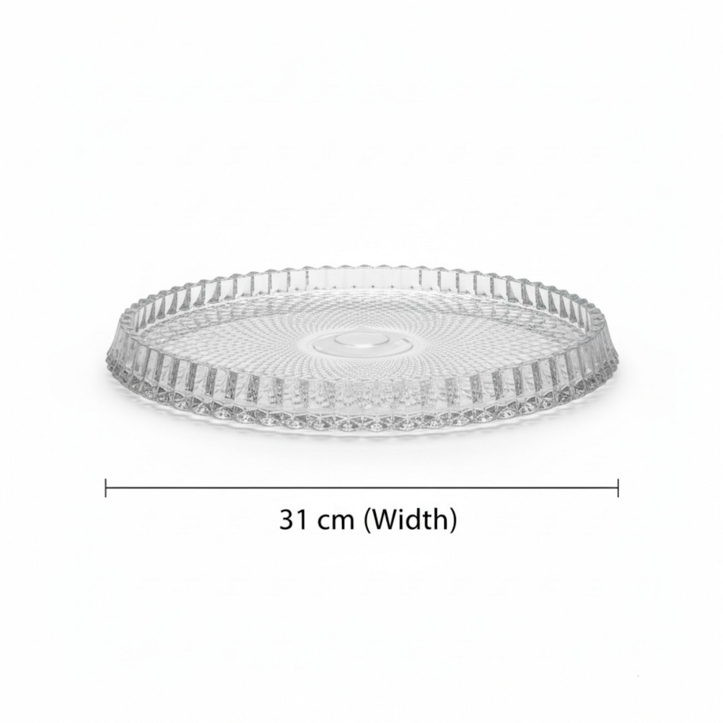 Mawaeen Round Luxury Glass Cake Plate Clear (L)