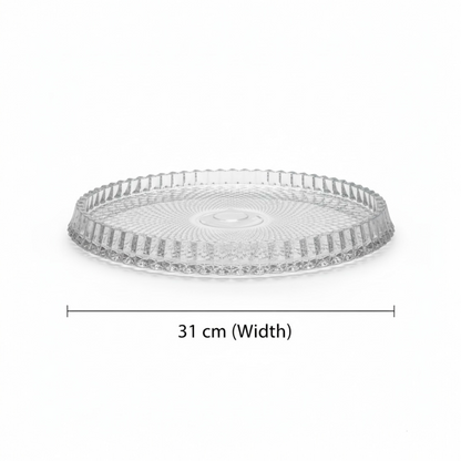 Mawaeen Round Luxury Glass Cake Plate Clear (L)