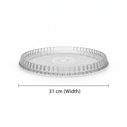 Mawaeen Round Luxury Glass Cake Plate Clear (L)