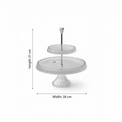 Mawaeen 2-Tier Round Luxury Glass Stand Clear