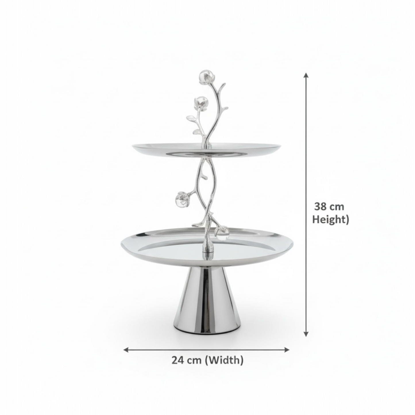 Mawaeen Luxury 2-Layer Candy Plate – Silver Floral Design