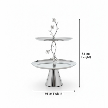 Mawaeen Luxury 2-Layer Candy Plate – Silver Floral Design