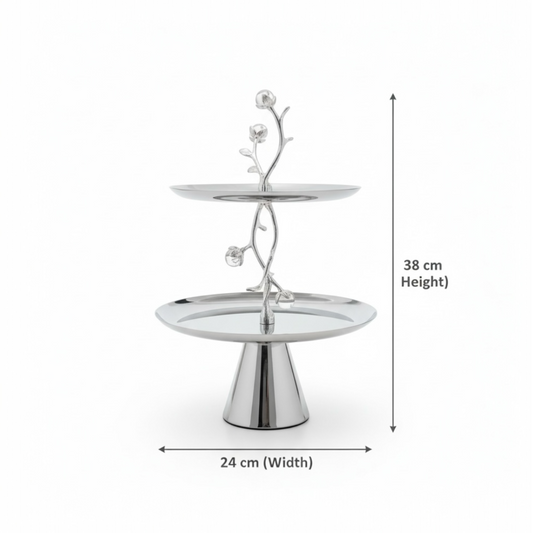 Mawaeen Luxury 2-Layer Candy Plate – Silver Floral Design