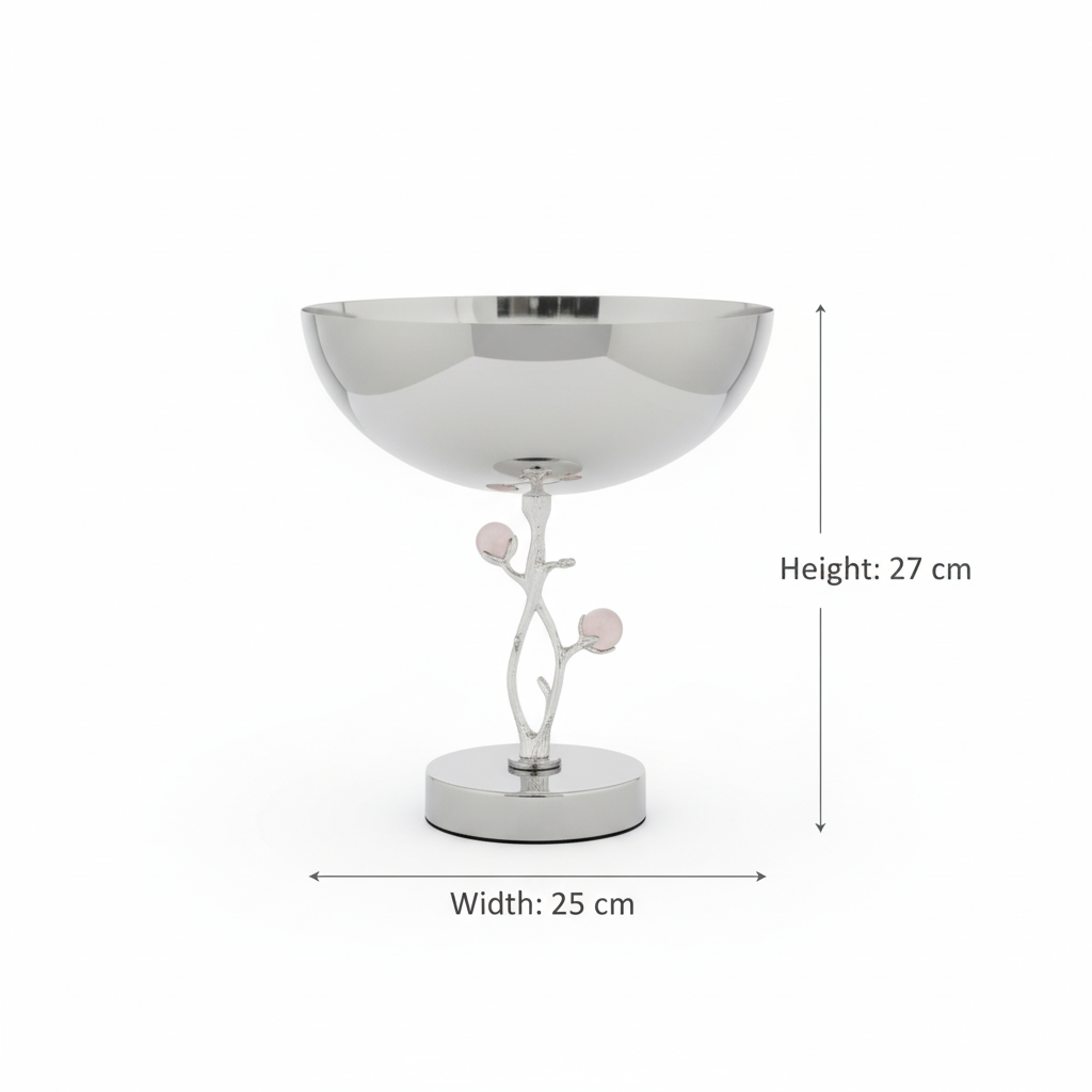 Mawaeen Luxury Fruit Bowl – Silver Floral Design (L)