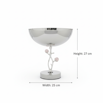Mawaeen Luxury Fruit Bowl – Silver Floral Design (L)