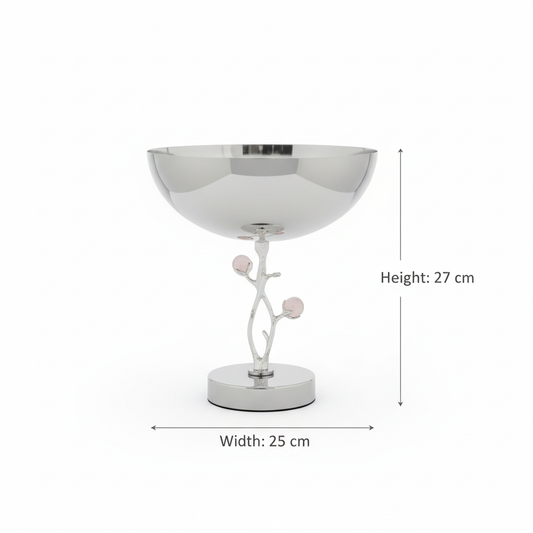 Mawaeen Luxury Fruit Bowl – Silver Floral Design (L)