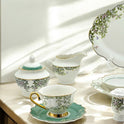 Fresh Elegance 44-Piece Dinnerware with Green & Gold Accents