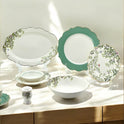 Fresh Elegance 44-Piece Dinnerware with Green & Gold Accents