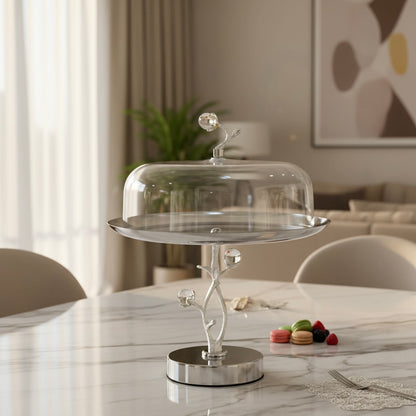 Mawaeen Luxury Candy Plate with Lid – Silver Floral Design