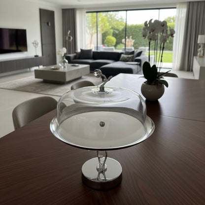 Mawaeen Luxury Candy Plate with Lid – Silver Floral Design