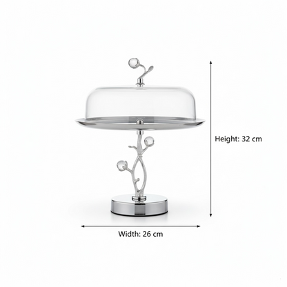 Mawaeen Luxury Candy Plate with Lid – Silver Floral Design