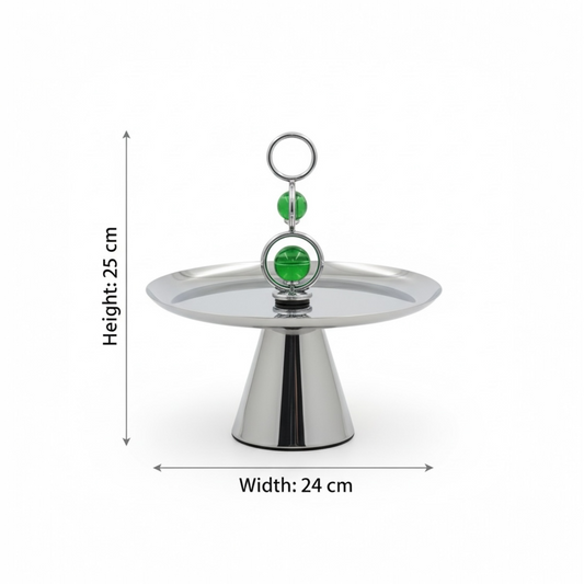 Mawaeen Modern Metal Candy Stand with Crystal Accent – Silver Finish