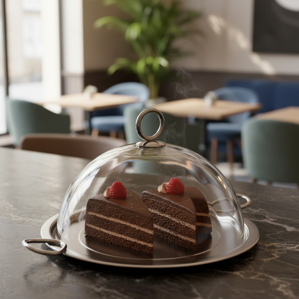 Mawaeen Luxury Cake Plate with Glass Dome – (S)