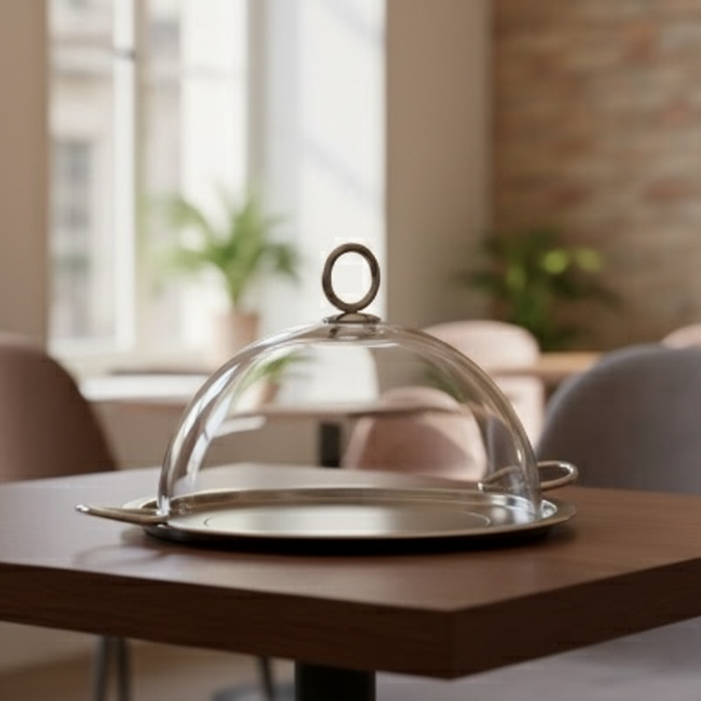 Mawaeen Luxury Cake Plate with Glass Dome – (S)