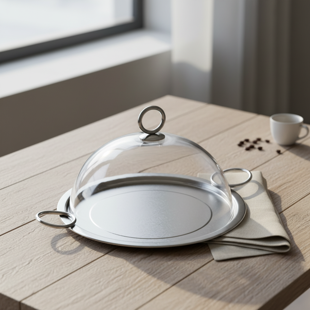 Mawaeen Luxury Cake Plate with Glass Dome – (S)