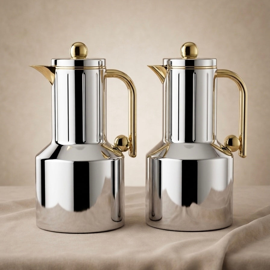 Regal Modern 2-Piece Silver & Gold Flask Set (1L + 1L)