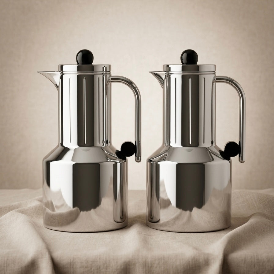Regal Modern 2-Piece Mirror Silver Flask Set (1L + 1L)