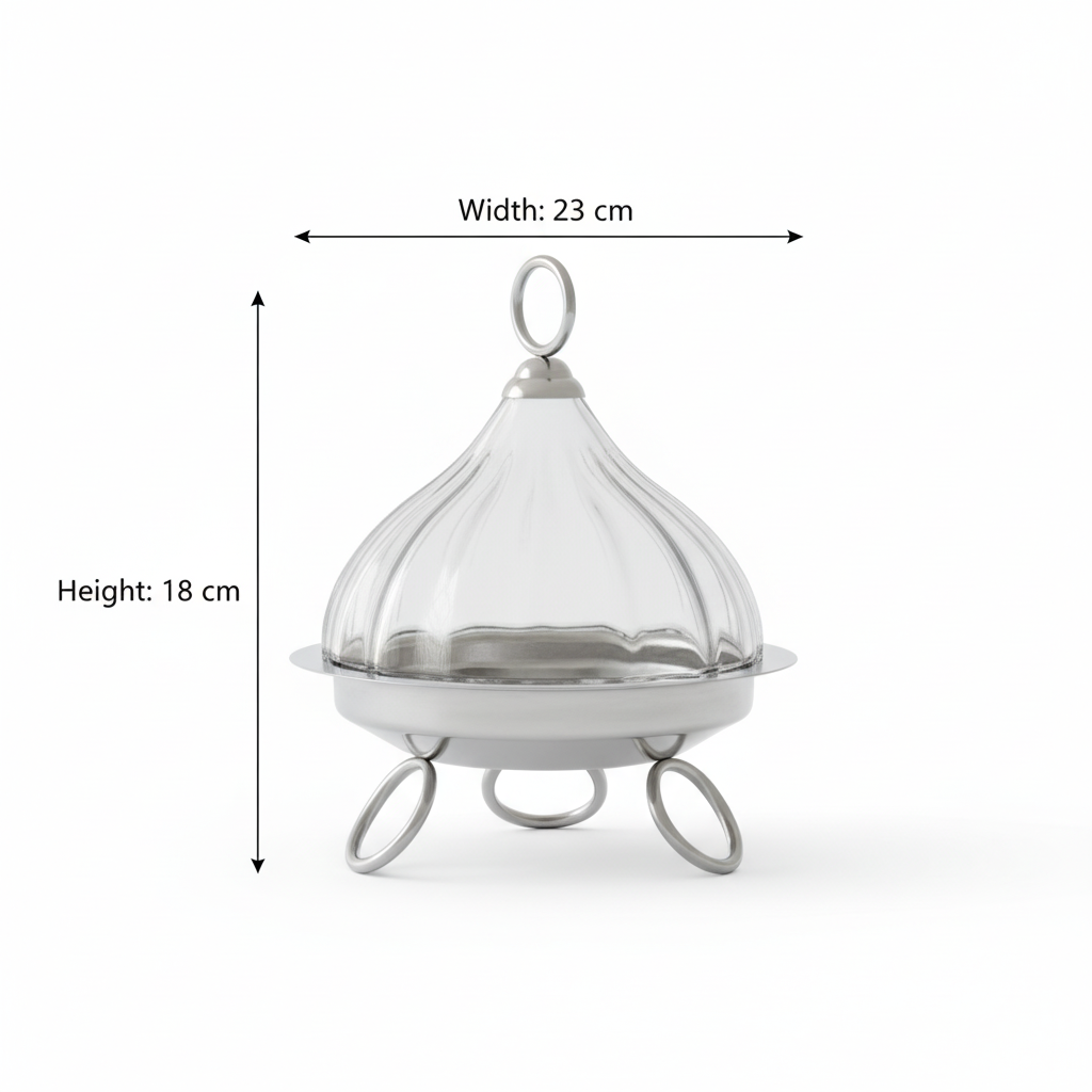 Mawaeen Raised Dessert Tajin with Wavy Glass Dome (M)