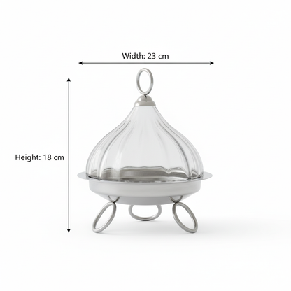Mawaeen Raised Dessert Tajin with Wavy Glass Dome (M)