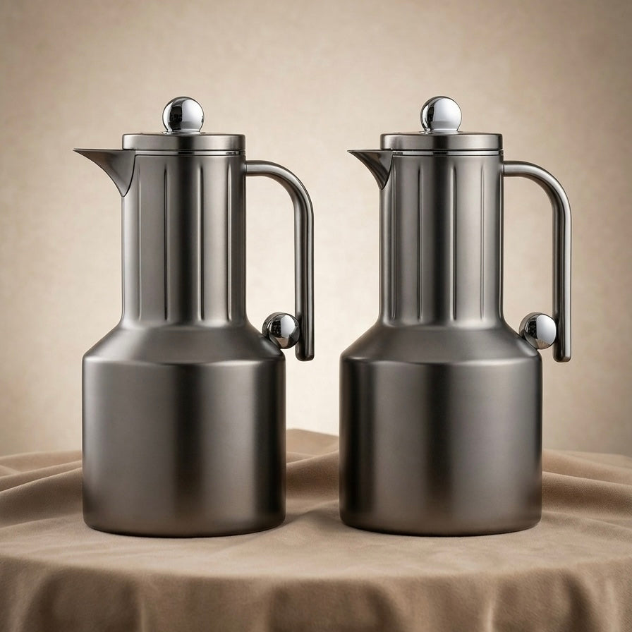 Regal Modern 2-Piece Matt Gray Flask Set (1L + 1L)