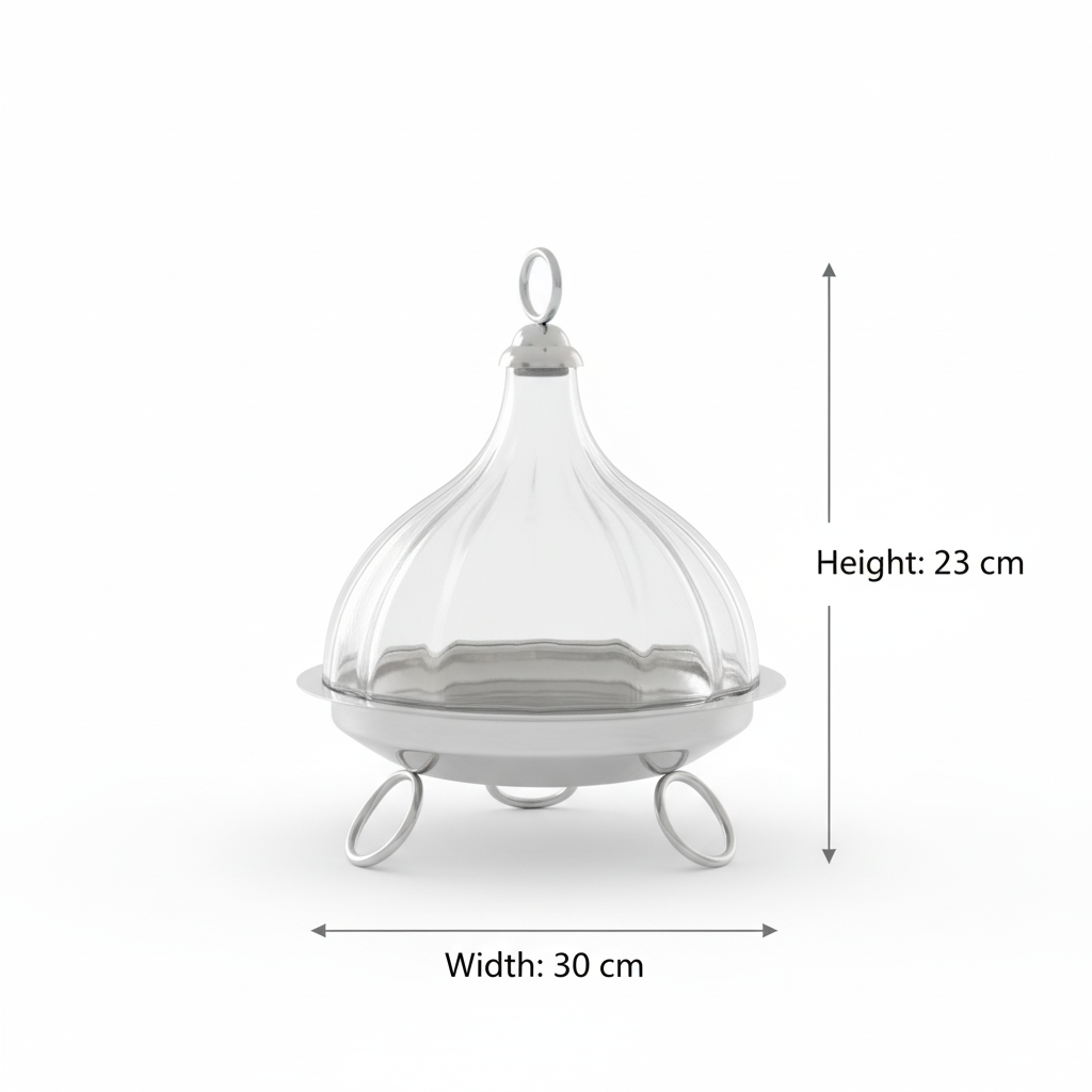 Mawaeen Raised Dessert Tajin with Wavy Glass Dome (L)