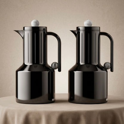 Regal Modern 2-Piece Glossy Black Flask Set (1L + 1L)