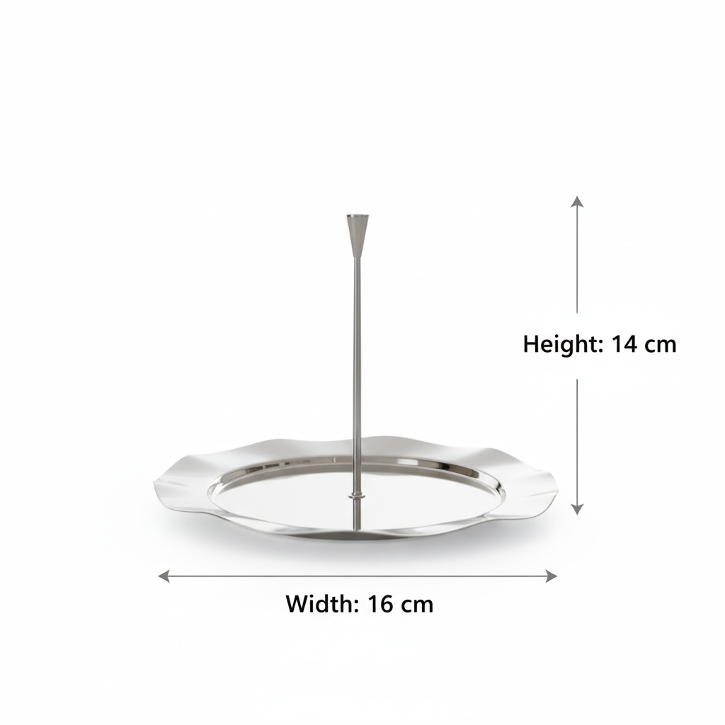 Single-Tier Sweet Plate with Central Column – Wavy Silver Design (S)