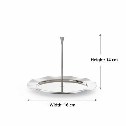 Single-Tier Sweet Plate with Central Column – Wavy Silver Design (S)
