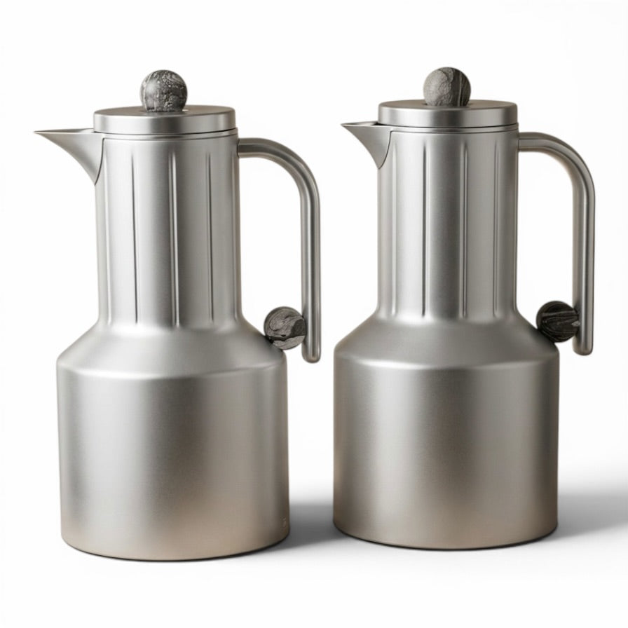 Regal Modern 2-Piece Matt Silver Flask Set (1L + 1L)