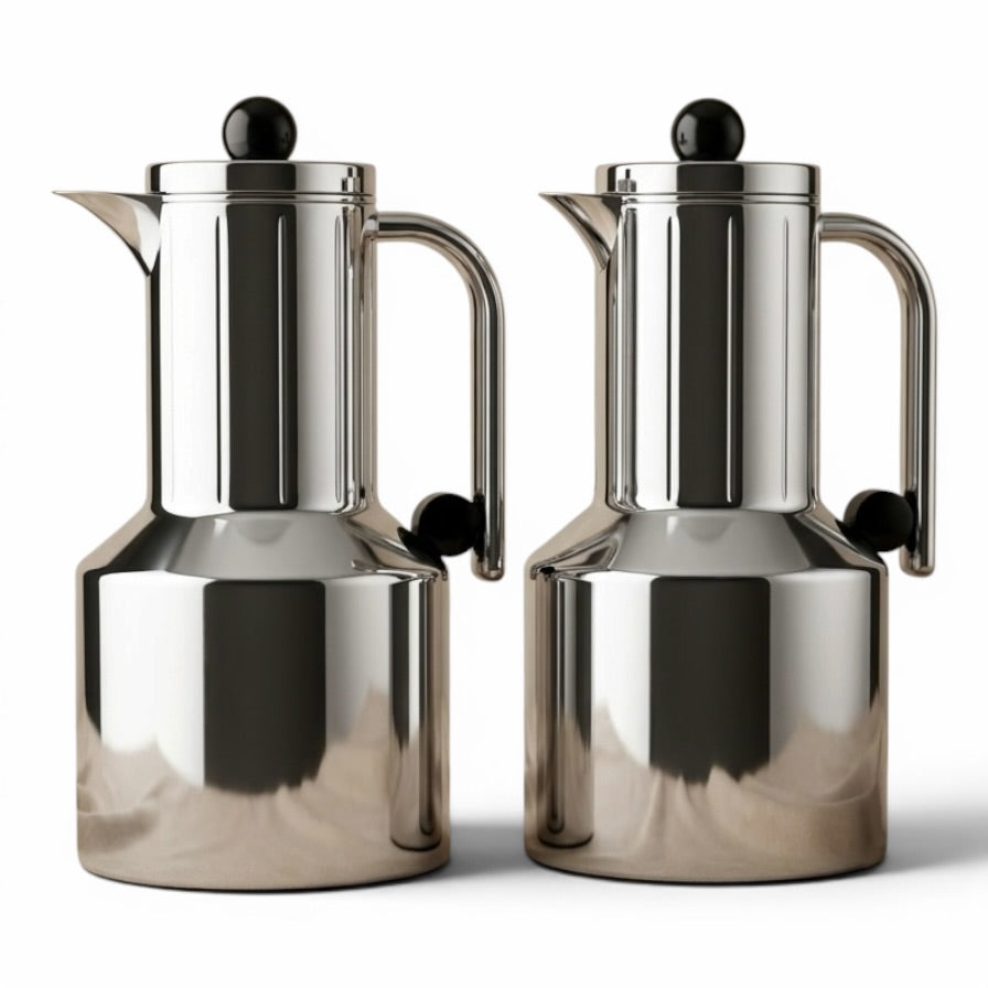 Regal Modern 2-Piece Mirror Silver Flask Set (1L + 1L)