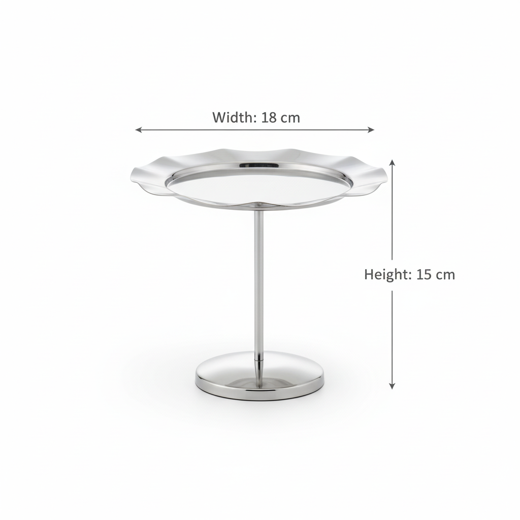 Pedestal Sweet Plate / Single-Tier Cake Stand – Wavy Silver Design (S)