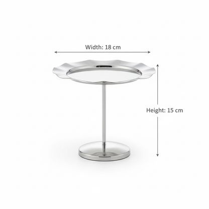 Pedestal Sweet Plate / Single-Tier Cake Stand – Wavy Silver Design (S)