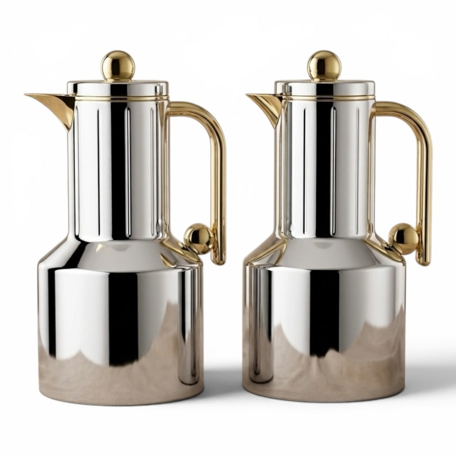 Regal Modern 2-Piece Silver & Gold Flask Set (1L + 1L)