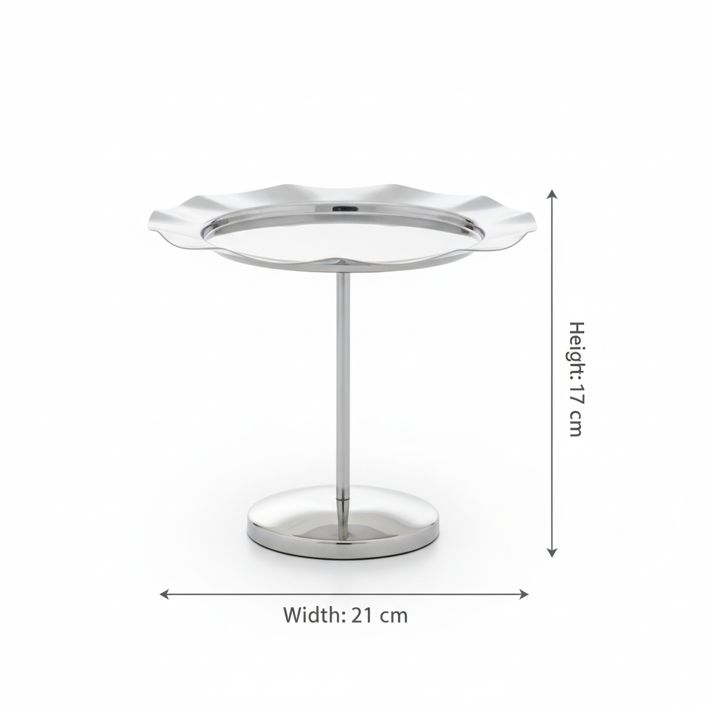 Pedestal Sweet Plate / Single-Tier Cake Stand – Wavy Silver Design (L)