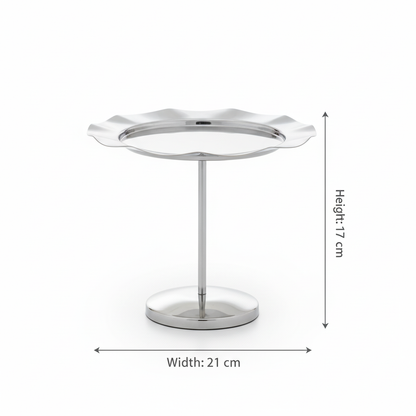 Pedestal Sweet Plate / Single-Tier Cake Stand – Wavy Silver Design (L)