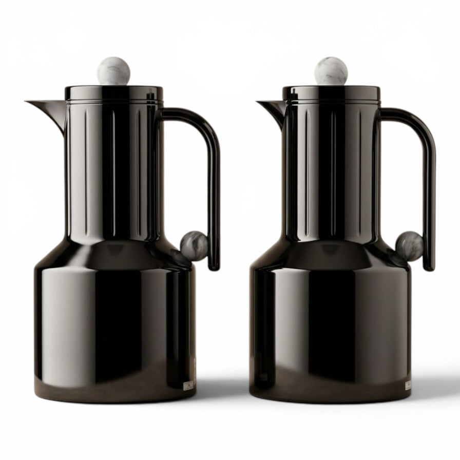 Regal Modern 2-Piece Glossy Black Flask Set (1L + 1L)