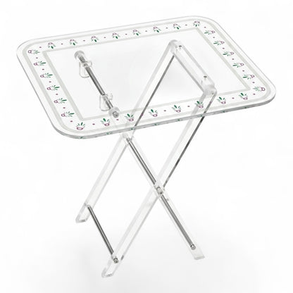 Nakhla Clear Acrylic Folding Side Table Set with Stand – 4 Pieces