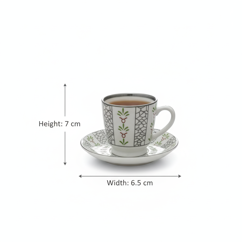 Cawa Tea Cups Set S/Line – 6 Cups with Saucers (130cc)